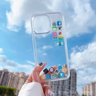 Ốp Điện Thoại Acrylic Trong Suốt Có Nước Kim Tuyến Hình Ứng Dụng Cho iPhone 6 7 8 XS XR 11 12 13 14ProMAX 6SPLUS Sự Bảo Vệ