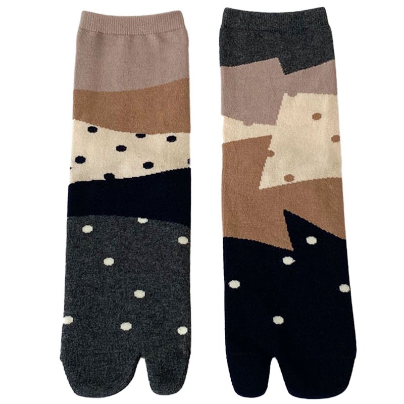 Xiangbao Vớ Xỏ Ngón 2 Ngón In Chấm Bi Trừu Tượng Phong Cách Nhật Bản Sanda