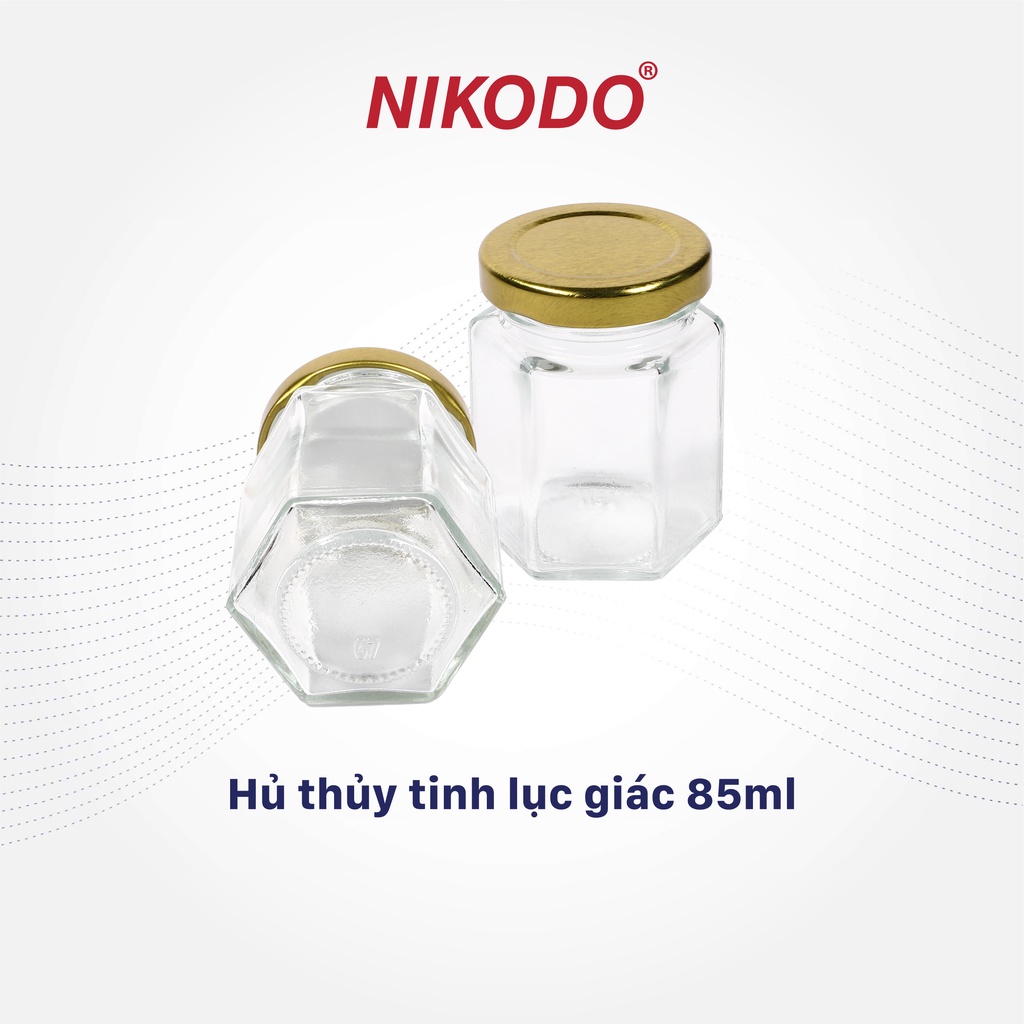 Hũ thủy tinh lục giác 85ml nắp thiếc chưng yến, sữa chua, gia vị, mật ong, trà, hạt/Lọ thủy tinh đựng thực phẩm Nikodo