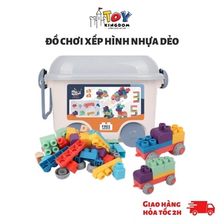 Đồ Chơi Xếp Hình Thông Minh - Chất Liệu Nhựa Dẻo An Toàn - Miếng Ghép To - Có Hộp Đựng