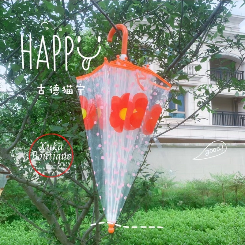 Ô Che Nắng Che Mưa Cho Bé style Hàn Quốc Ô dù trong suốt tay cầm dài