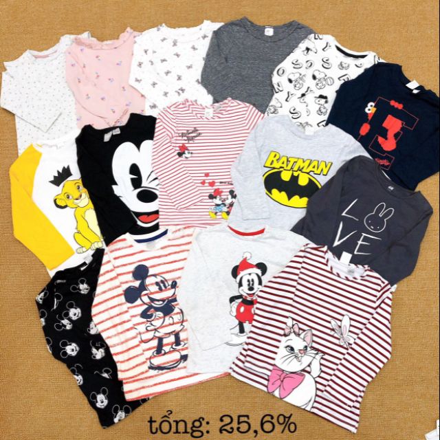 Áo thun Hm dài tay cho bé nhí