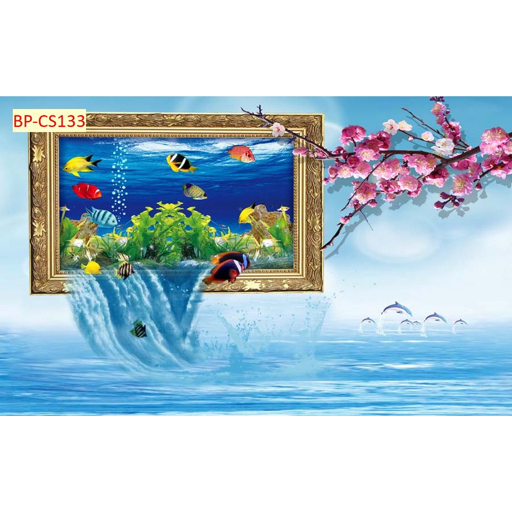 Tranh dán tường 3D khung cửa sổ phong cảnh