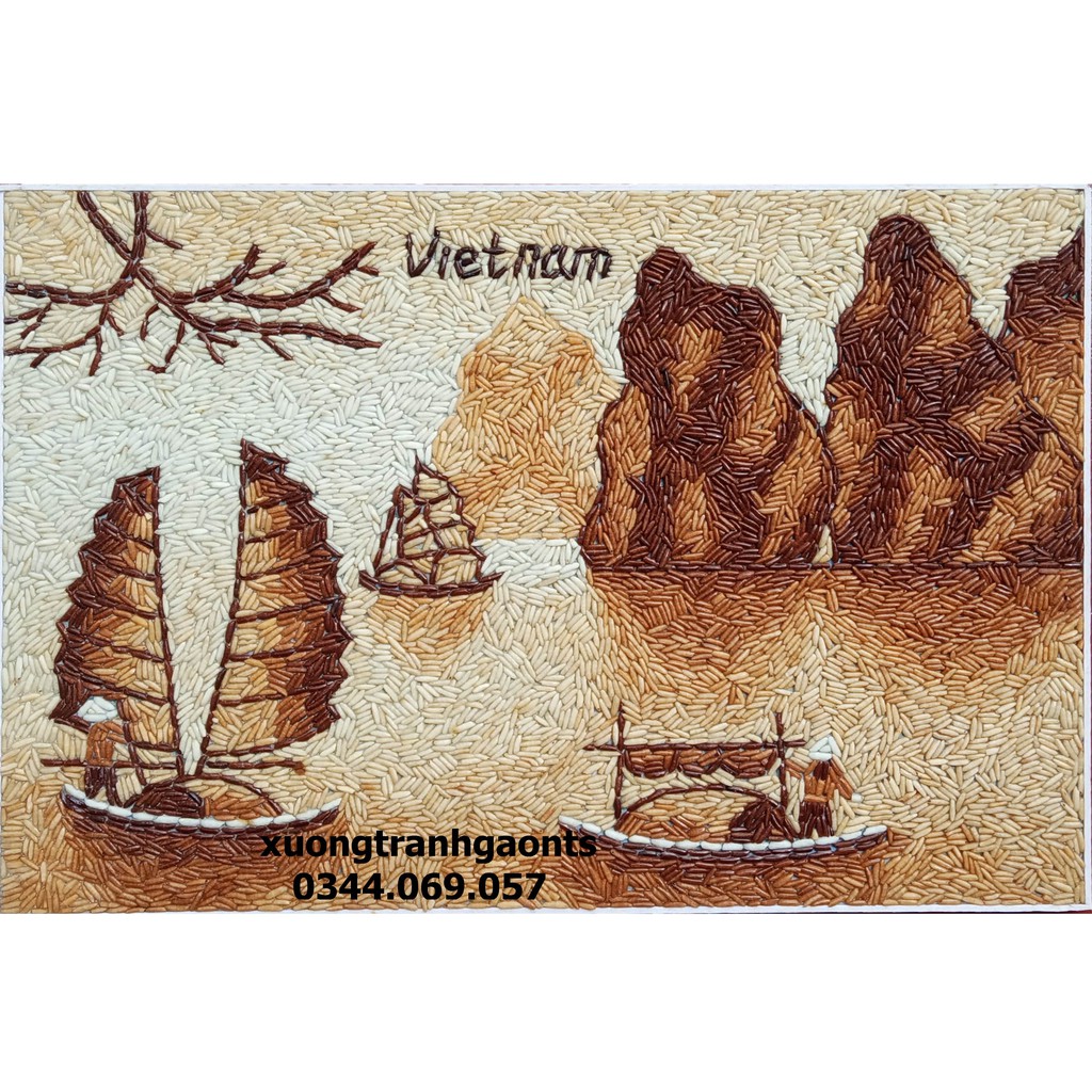 Combo làm tranh gạo Vịnh Hạ Long (mẫu 2)