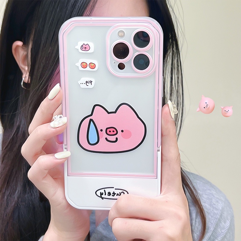 Ốp Điện Thoại Kèm Giá Đỡ Tàng Hình Họa Tiết Hoạt Hình Dễ Thương Cho iphone 14 / 13Pro 12 / xs / 6 / 7 / 8PLUS