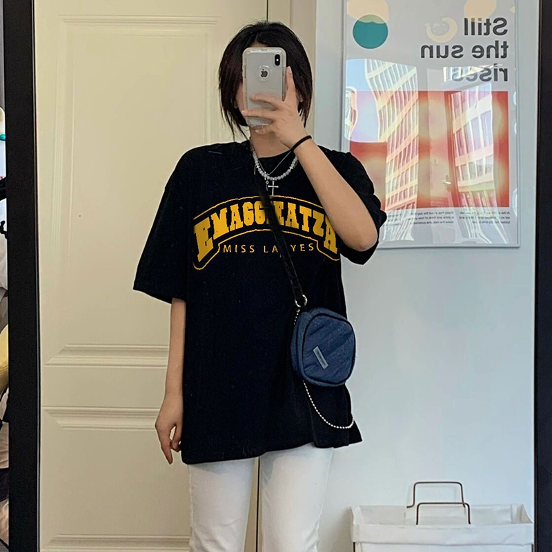 NRVP Áo thun tay ngắn cổ tròn thời trang mùa hè phong cách Hàn Quốc 2022 cho nữ