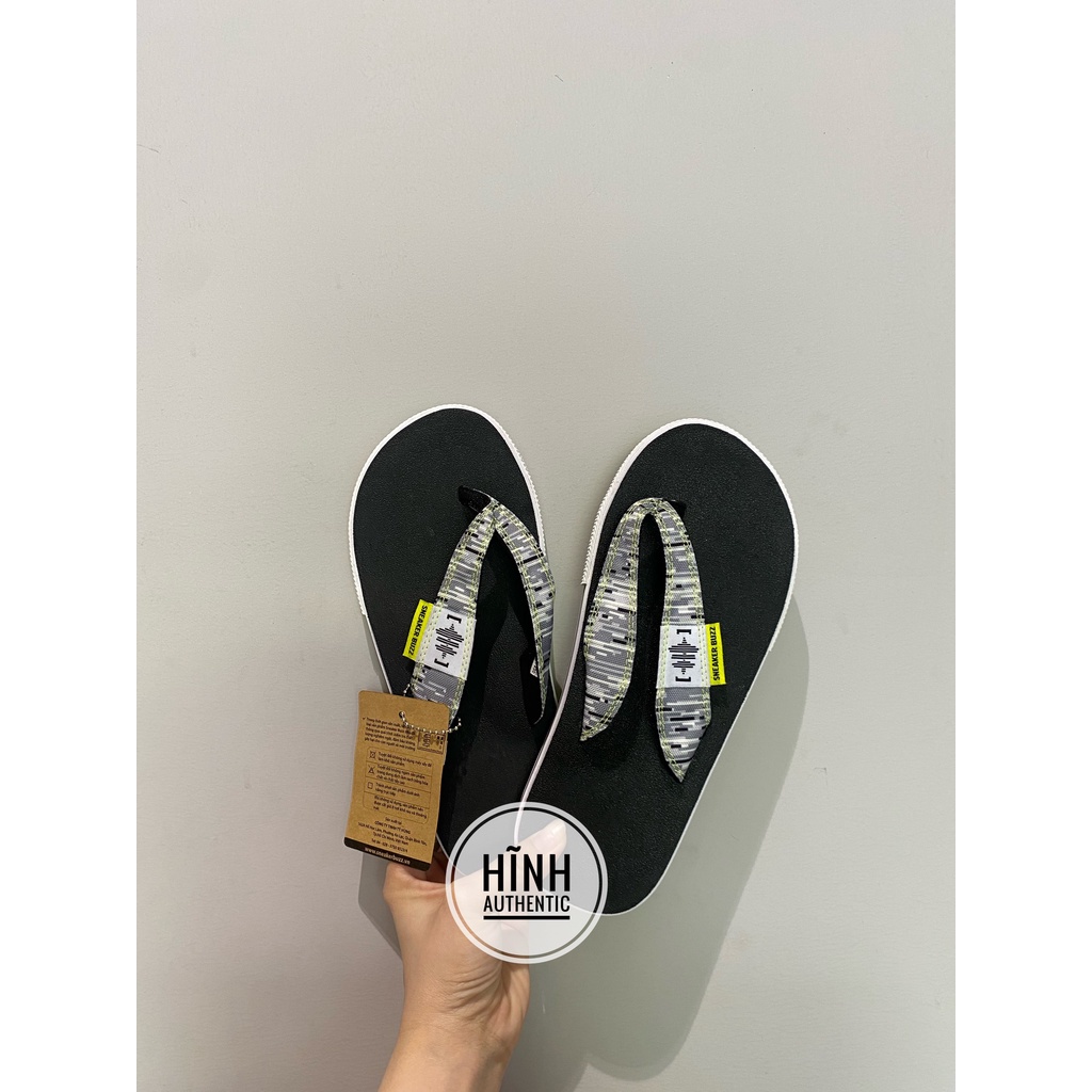 Dép Sneaker Buzz đen quai họa tiết xỏ ngón chính hãng-1SB0002