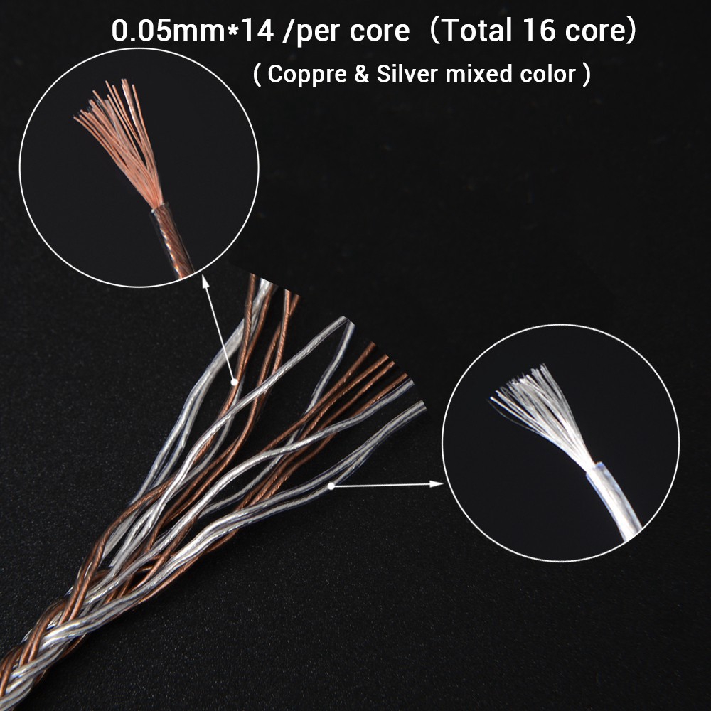 Dây cáp nối tai nghe bằng đồng mạ bạc 16 lõi 3.5 / 2.5 / 4.4mm Mmcx / 2pin / Qdc / Nx7 tiện dụng