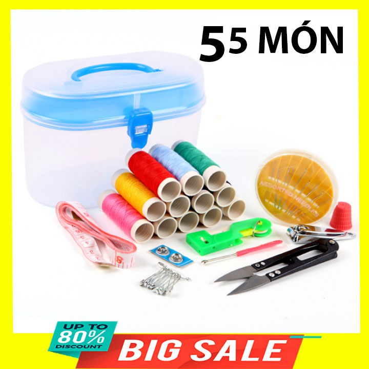 Hộp kim chỉ nhiều món đa năng 55 phụ kiện