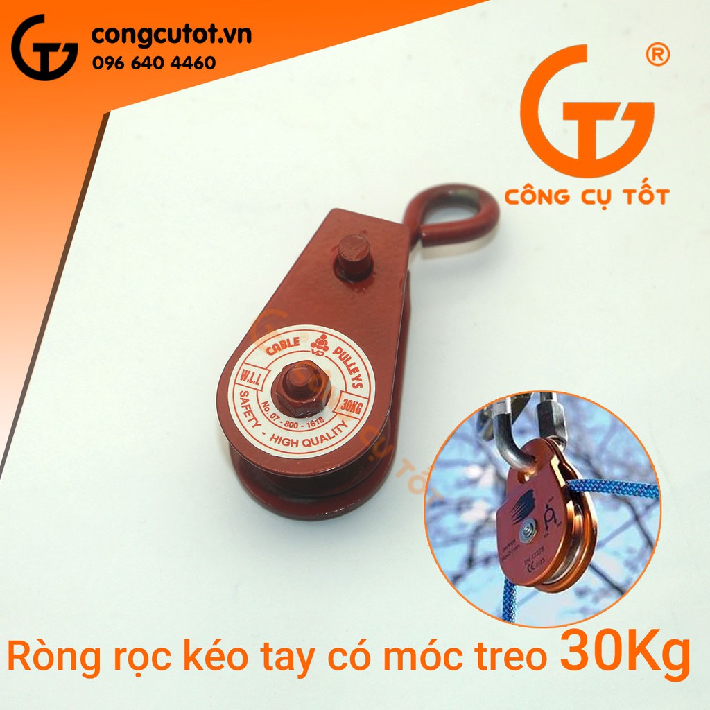 Ròng rọc kéo tay có móc treo an toàn 30kg