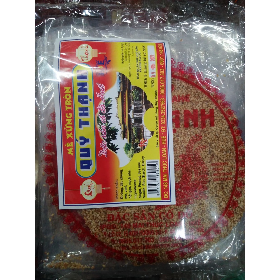 KẸO MÈ XỬNG TRÒN QUÝ THẠNH LOẠI NGON DẺO, THƠM - gói 900gr gồm 10 cái