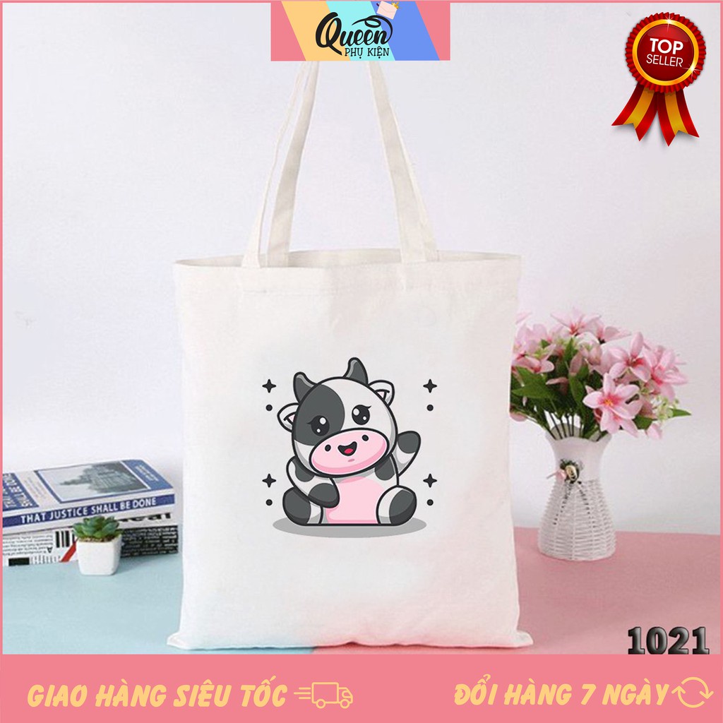 Túi Tote Trắng Vải Canvas Bò Sữa Ngôi Sao 1021 484 Thời Trang Dạo Phố Cực Hot