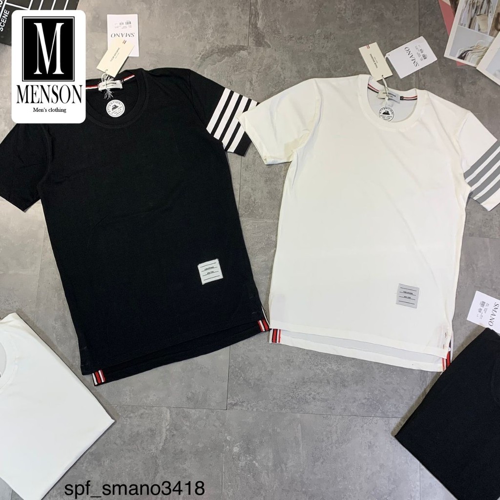 ⭐️SIÊU PHẨM⭐️Áo Phông Nam THOM Cổ Tròn Kẻ Sọc Ngang Ở Tay Áo - Áo Thun Nam chất mát ngắn tay cao cấp MENSON M6016 | BigBuy360 - bigbuy360.vn