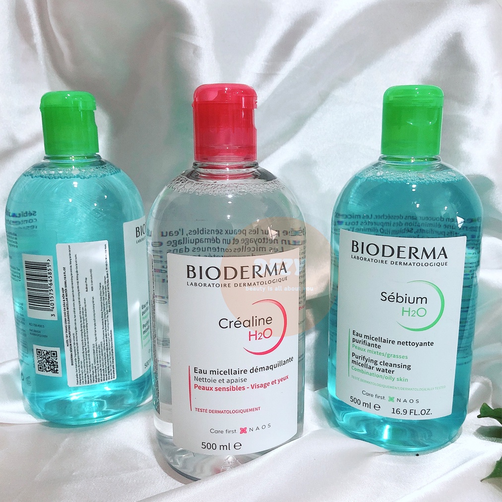 Nước Tẩy Trang Bioderma 500ml Chính Hãng - Sensibio Micellar Water Cho Da Nhạy Cảm Sebium Cho Da Dầu Mụn - Skincare Dezy