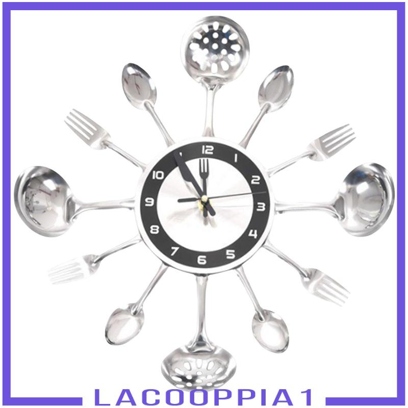 [Lacooppia1] Đồng Hồ Treo Tường Nhà Bếp Kèm Muỗng Nĩa Dễ Đọc Trang Trí
