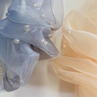 Dây buộc tóc Scrunchies ngọc trai (Trong dây buộc tóc có ngọc trai -2 màu)
