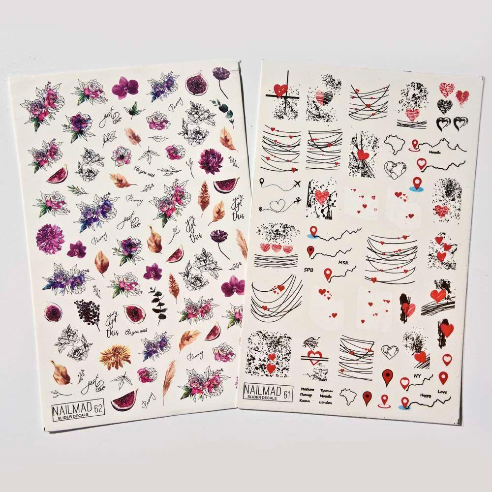 OCEANMAP Miếng Dán Trang Trí Móng Tay 3D DIY Hình Chân Dung Trái Tim Xinh Xắn