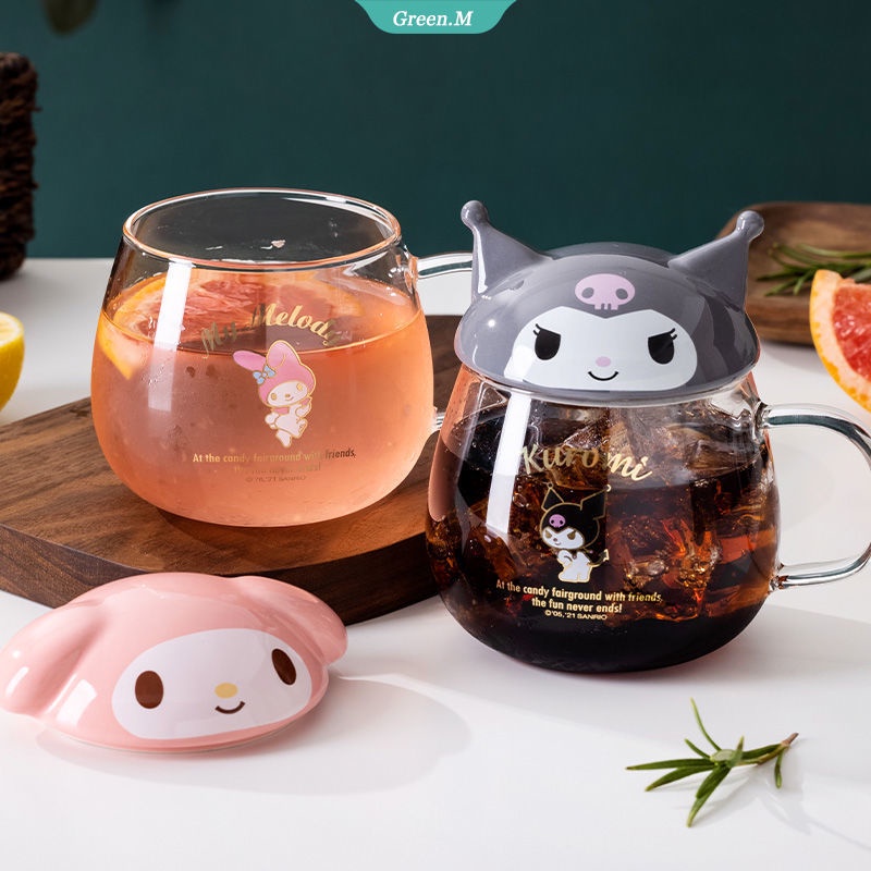 Cốc Thủy Tinh Uống Sữa/Nước Ép/Nước Ép Trái Cây In Hình Nhân Vật Cinnamoroll Dễ Thương Dung Tích 400ML