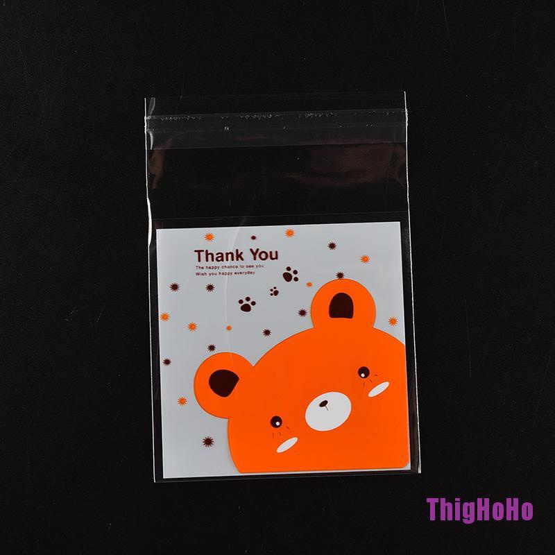 Set 100 túi giấy bóng kính cho bánh quy hình gấu