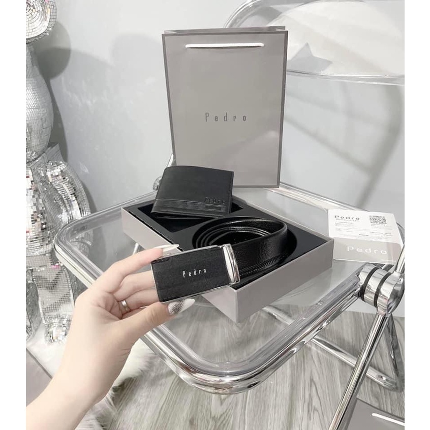 Set Ví Thắt Lưng Nam Pe.dro fullbox, Quà Cho Nam Sang Trọng,Trẻ Trung, Có Túi Giấy Tặng Kèm
