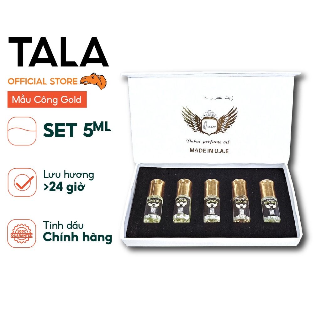 Tinh Dầu Nước Hoa Dubai TALA Set 5ml dạng lăn, set 5 mùi nam nữ, lưu hương 24 giờ, ngọt ngào, quyến rũ, sang trọng