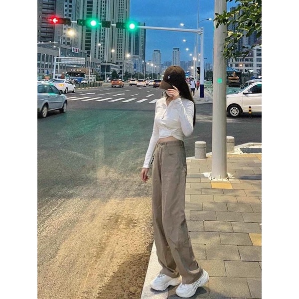 Quần kaki nữ ống suông rộng ulzzang