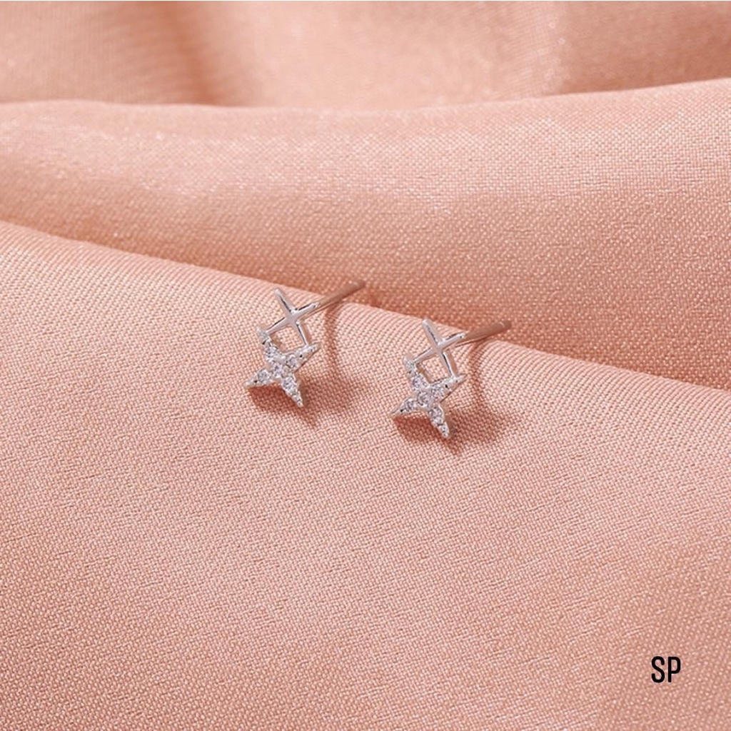 Bông tai nụ đá hình ngôi sao nhỏ xinh xắn LINH MIU SILVER
