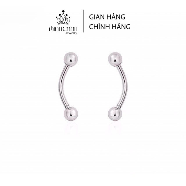 Bông Tai Bạc Dạng Cong Bi Tròn 2 Đầu - Minh Canh Jewelry