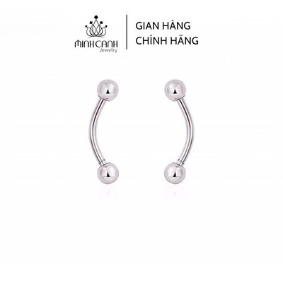 Bông Tai Bạc Dạng Cong Bi Tròn 2 Đầu - Minh Canh Jewelry