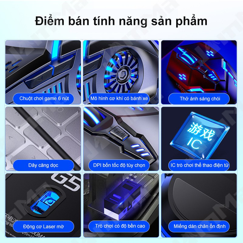 Chuột Gaming G5 6 Nút Có Đèn Led Nhiều Màu Sắc Cho Dpi 3200