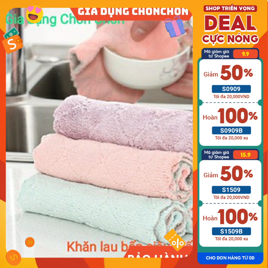 Khăn lau bếp đa năng 2 mặt siêu thấm (lau bếp, bát đĩa, bàn ghế...) kháng khuẩn (1chiếc)