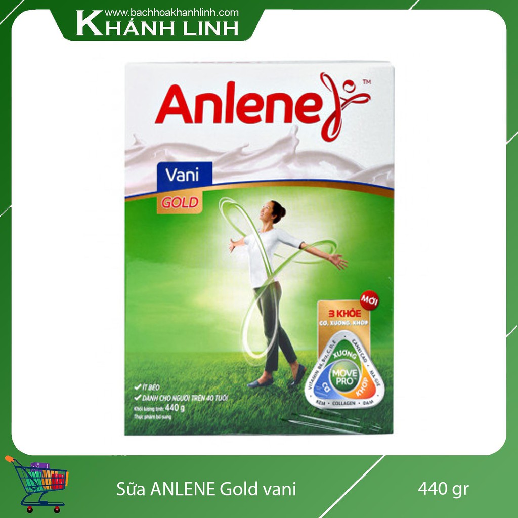 Sữa Bột Anlene Gold Vani Hộp Giấy 440g cho Người trên 51 Tuổi (Mẫu mới ghi trên 40 tuổi)