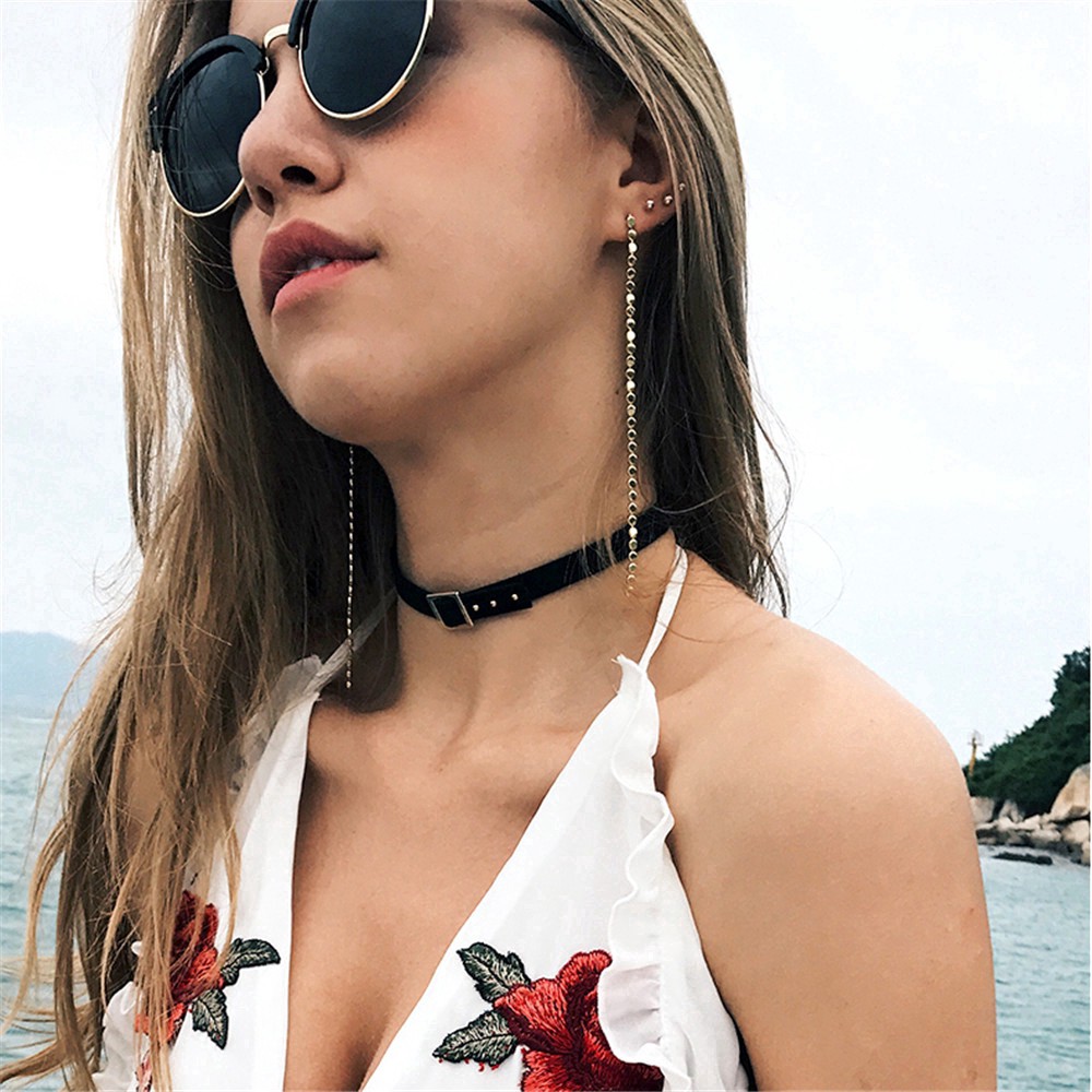 Vòng cổ choker da đen phong cách năm 2019