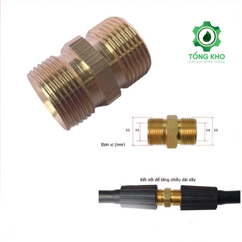 Ren nối dây rửa xe, Kép nối dây rửa áp lực cao (Kép 22mm) - Tổng kho kim khí điện nước