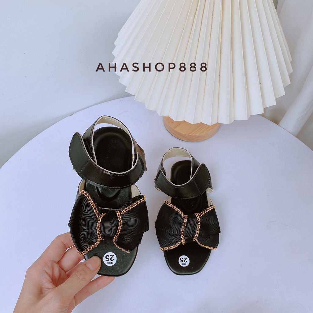 Sanda Quai Hậu Đính Nơ Viền Xích Đế Êm Chân Cho Bé Gái 4-10 Tuổi K155