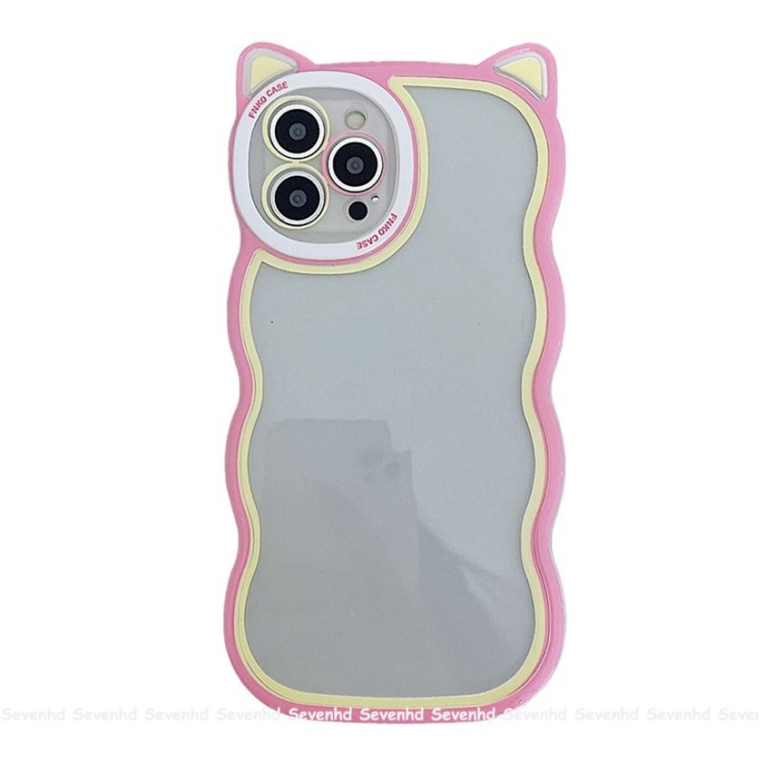 Ốp Điện Thoại Trong Suốt Hình Tai Mèo Nhiều Màu Sắc Cho iPhone 14 13 12 11 Pro Max