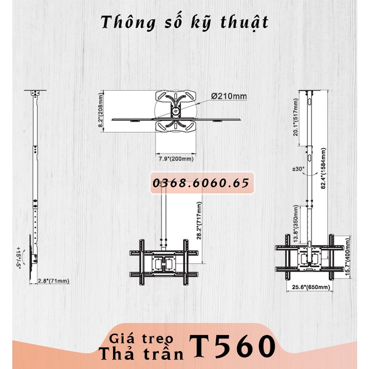 T560 #Giá treo Tivi Thả trần #Treo trần  #Giá treo Tivi gắn trần  Chính hãng North Bayou