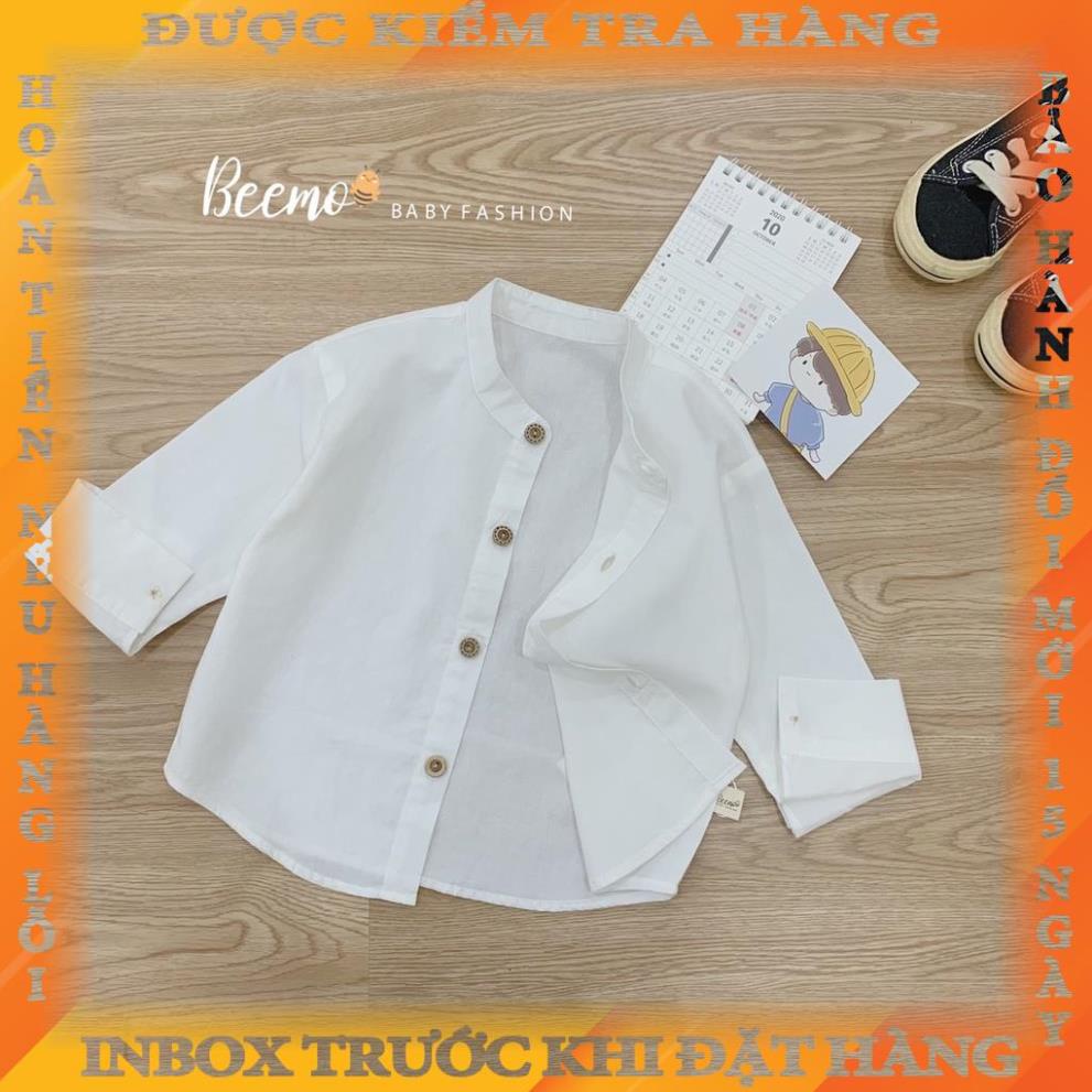 Áo sơ mi Beemo dài tay trơn cổ tàu cho bé trai từ 1 đến 6 tuổi 20A199 allshop
