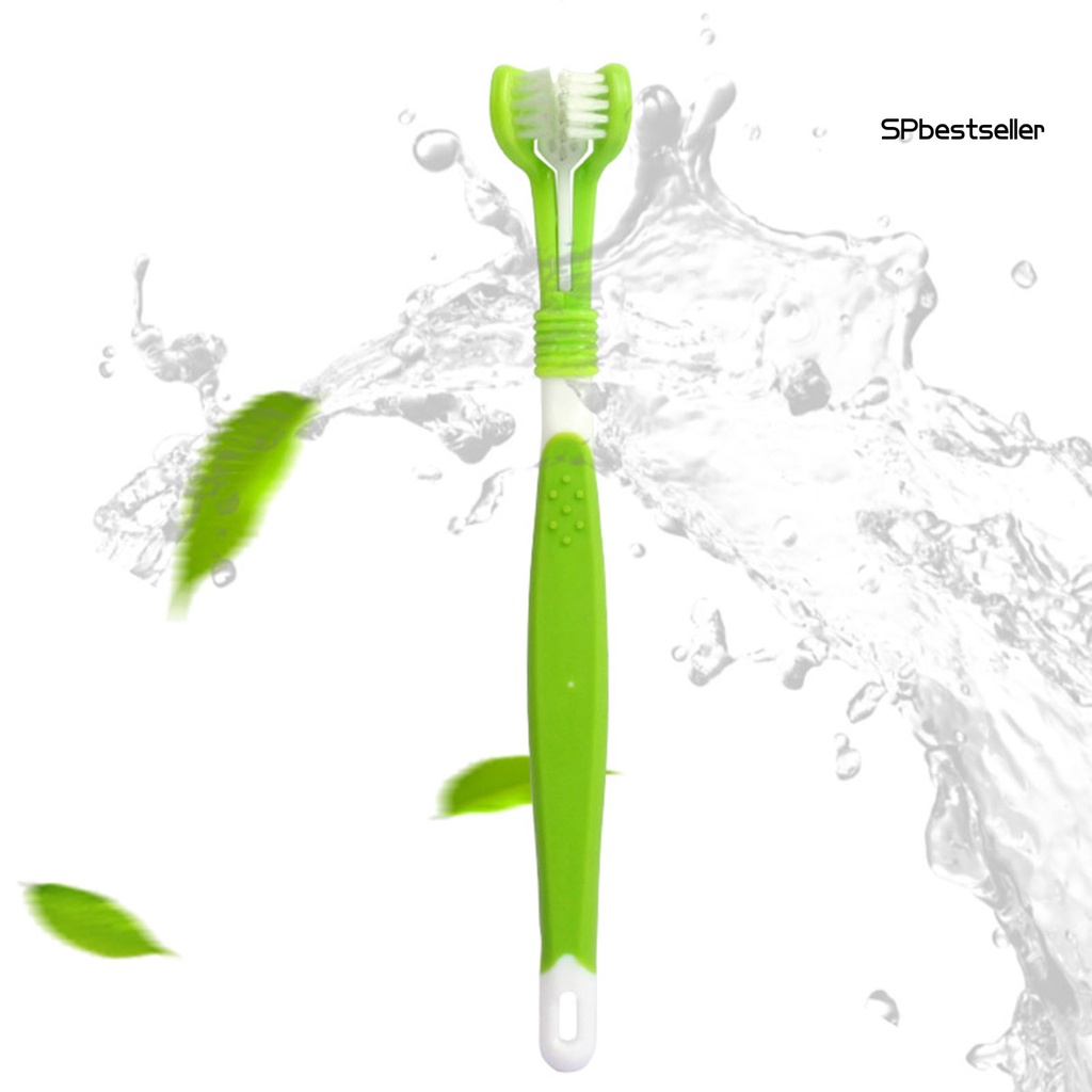 [Hàng mới về] Bàn chải đánh răng ba mặt bằng nhựa mềm dành cho thú cưng