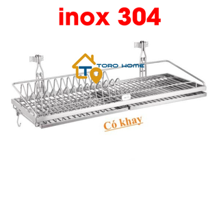 Kệ chén inox 304, Kệ bát inox 304 loại 1 tầng có khay hứng nước KC01 Toro Home, Cam kết chất liệu inox Chuẩn 304