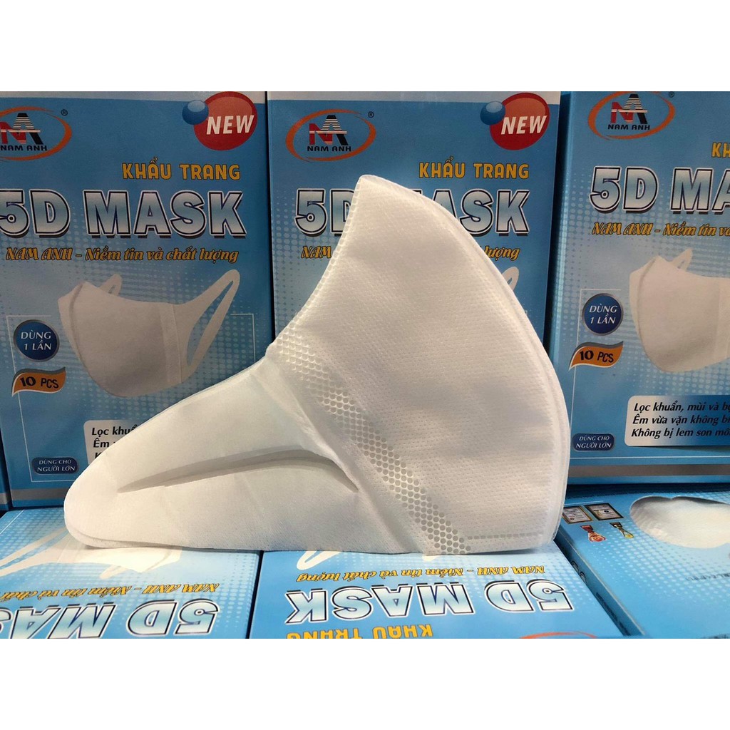 ✅ Khẩu Trang Y Tế 5D Mask Nam Anh quai vải - Lọc vi khuẩn, mùi và bụi mịn &gt;99%, vải cực êm, không bị lem son - FAMAPRO