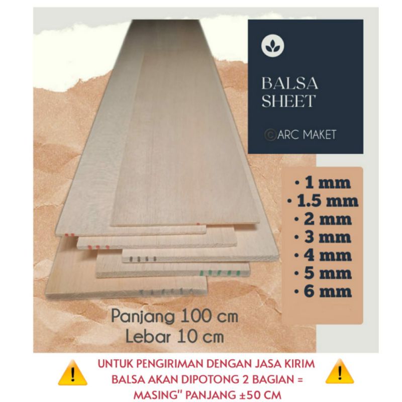 Tấm Gỗ Balsa Dài 100CM Dày 1MM, 1.5MM, 2MM, 3MM, 4MM, 5MM, 6MM, 8MM, Trang Điểm Và 8MM