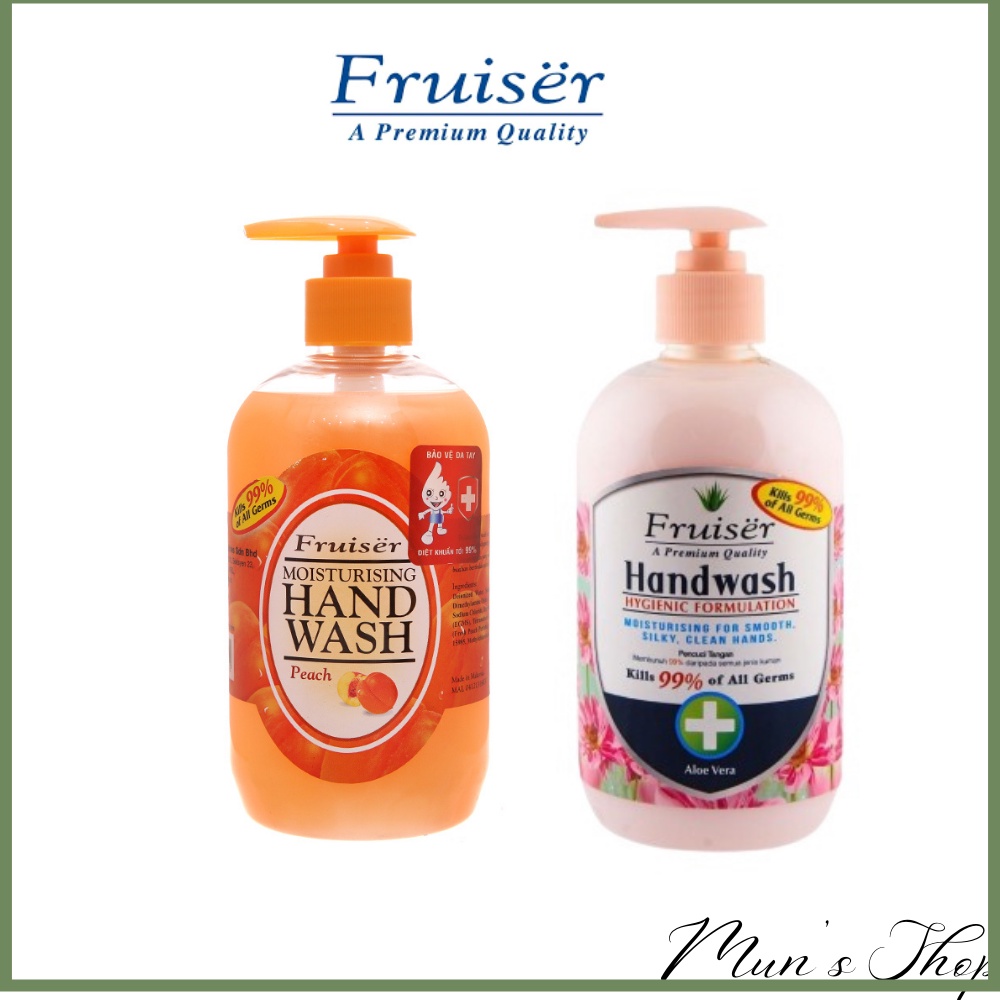 Dung dịch rửa tay sát khuẩn Fruiser Hand Wash 500ml Hương Trái Cây (Đào,nha đam)