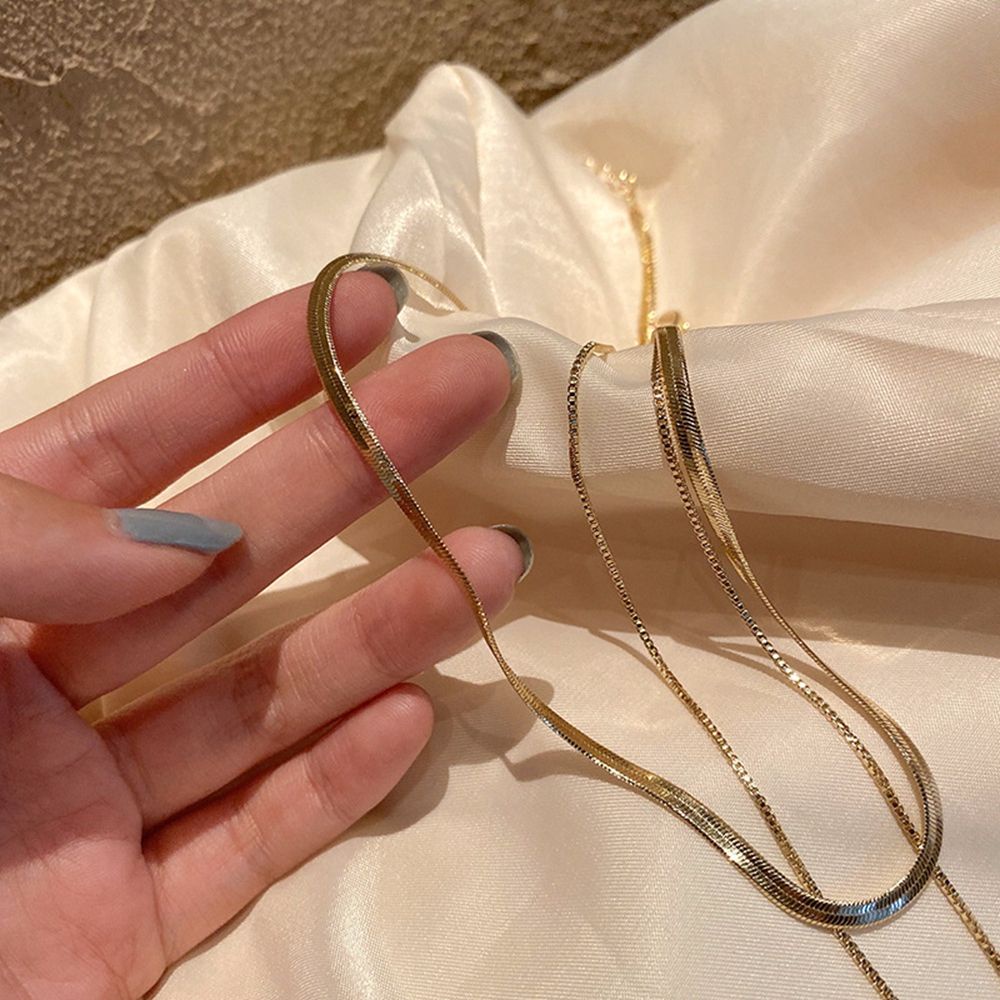 Vòng cổ Hợp Kim Ngắn Hai Lớp Phong Cách Hàn Quốc Thanh Lịch Dành Cho Nữ