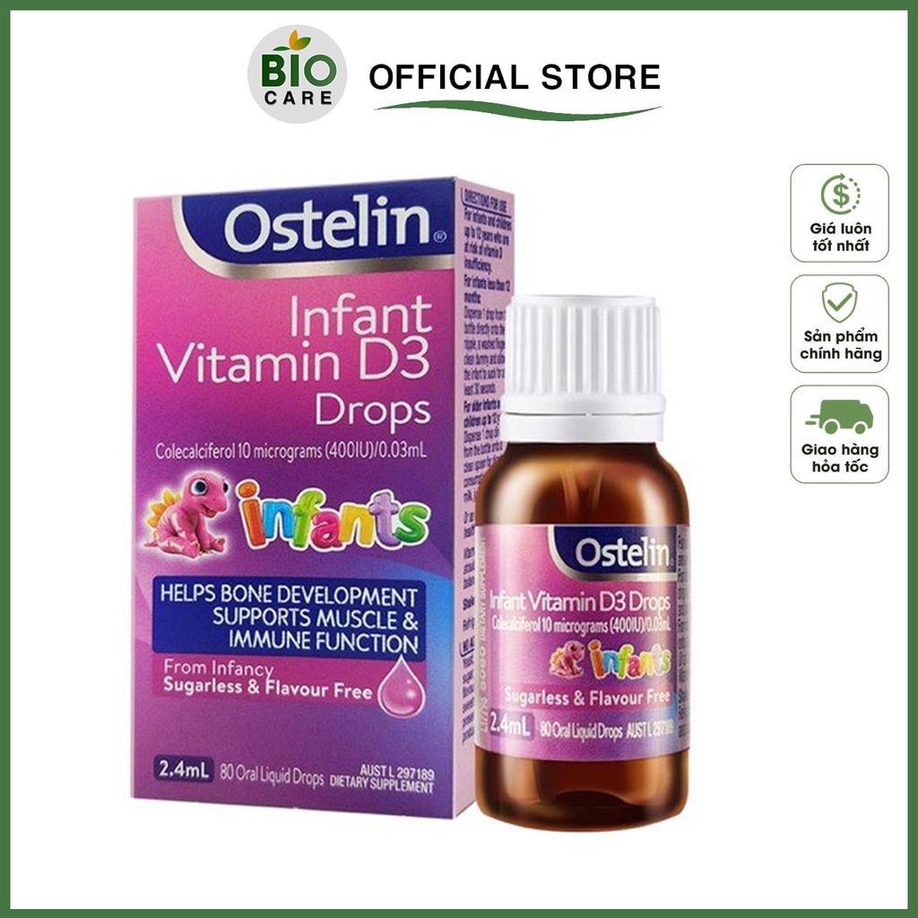 Vitamin D3 Drops Ostelin dạng giọt cho trẻ sơ sinh xuất xứ ÚC
