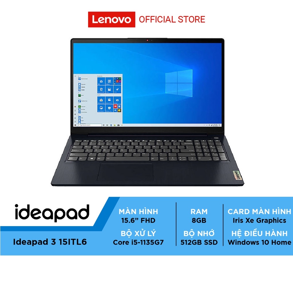 LaptopLENOVO Ideapad 3 15ITL6 i5-1135G7/8GD4/512GSSD/15.6FHD/FP/WL/BT/2C38/XANH/W10SL