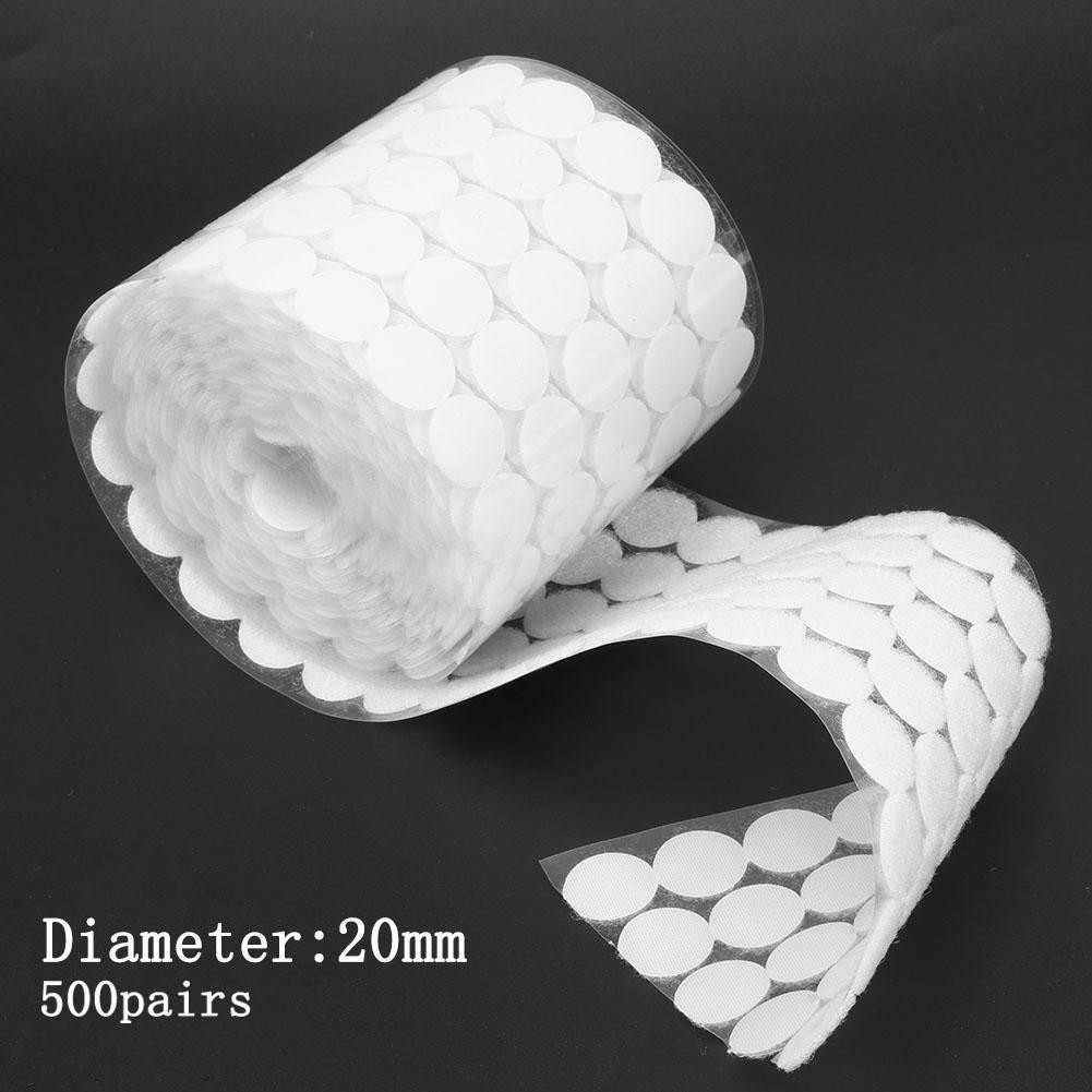 Cuộn 500 cặp miếng dán hình tròn màu trắng 10 mm 15mm 20 mm đa năng
