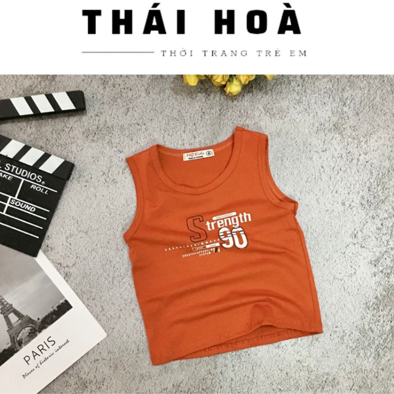 Áo thun sát nách ba lỗ bé trai 1 tuổi đến 5 tuổi chất liệu cotton thoáng mát