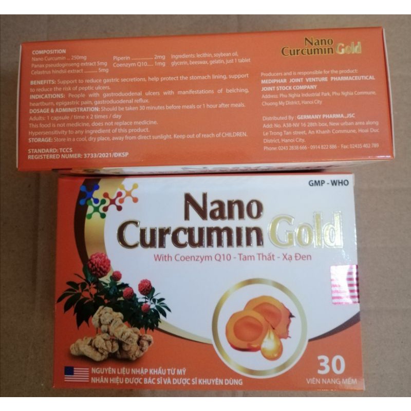 Nano curcumin gold hỗ trợ viêm loét dạ dày, trào ngược dạ dày.