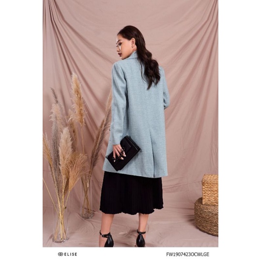 Áo măng tô xanh kẻ ELISE FW1907423OCWLGEL big size XL